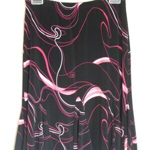 Fun Flirty Black with Pink/White Swirl Skirt by Susan Lawrence